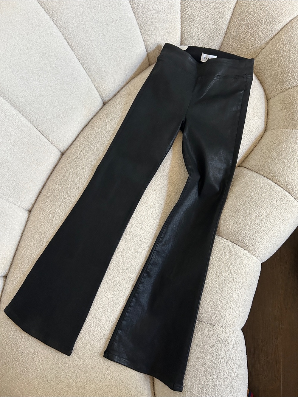 Frame Denim Black Faux Leather Flare Pants